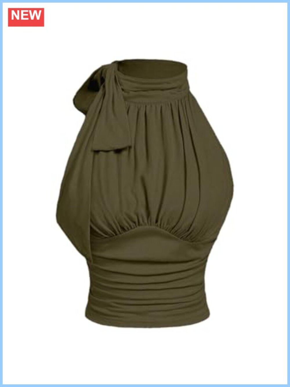 Women's Mock Neck Sleeveless Tank Top Bow Tie Ruched Slim Fit Blouse